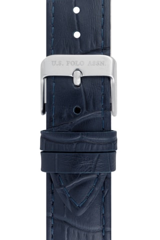 Relógio de quartzo em couro - Azul-escuro e prateado