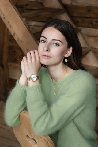 Brincos - Banhado a ouro amarelo e olhos-de-gato