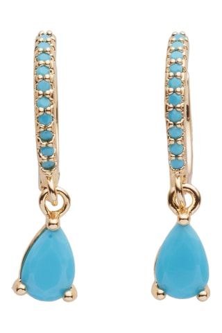 3 pares de brincos - Banhado a ouro amarelo e turquesa