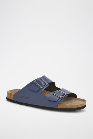 Leren Slippers - Marineblauw