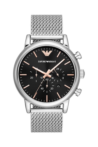 Montre à quartz en acier - Chronographe - Argenté et noir