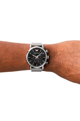 Montre à quartz en acier - Chronographe - Argenté et noir