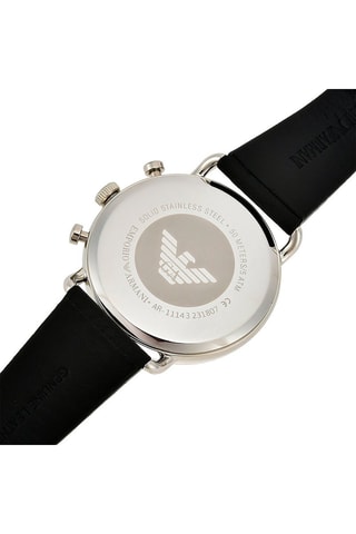 Montre à quartz en cuir - Chronographe et tachymètre - Noir