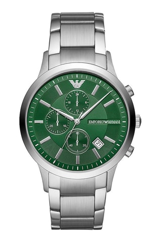 Montre à quartz en acier - Chronographe - Argenté et vert