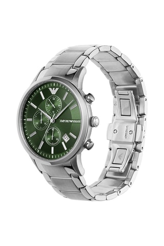 Montre à quartz en acier - Chronographe - Argenté et vert