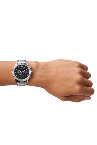 Montre à quartz en acier - Chronographe - Argenté