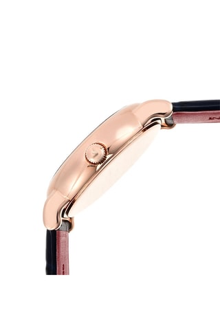 Montre à quartz en cuir - Bleu marine et doré rose