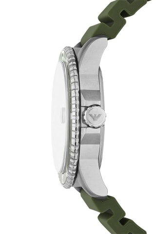 Montre à quartz en silicone - Kaki et argenté