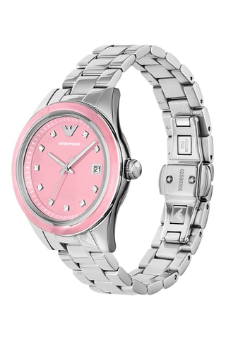 Montre à quartz en acier - Argenté et rose