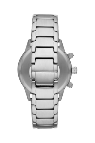 Montre à quartz en acier - Tachymètre et chronographe - Argenté et bleu marine