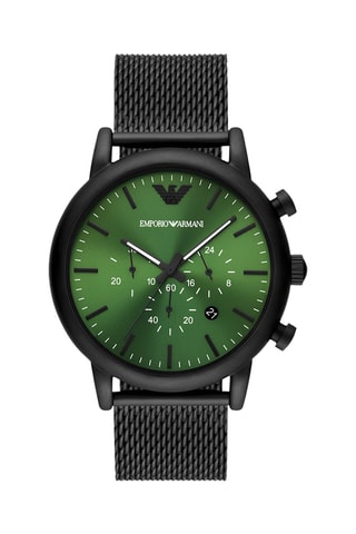 Montre à quartz en acier - Chronographe - Noir et vert