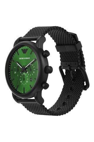 Montre à quartz en acier - Chronographe - Noir et vert