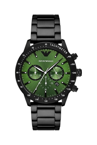 Montre à quartz en acier - Tachymètre et chronographe - Noir et vert