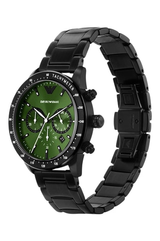 Montre à quartz en acier - Tachymètre et chronographe - Noir et vert