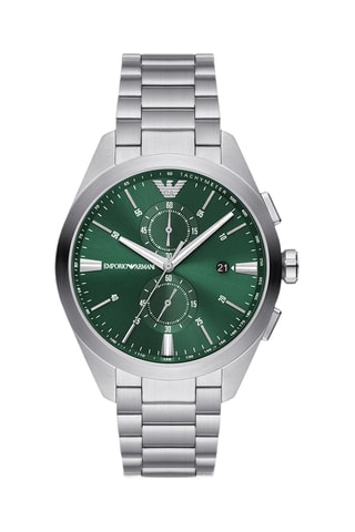 Montre à quartz en acier - Tachymètre et chronographe - Argenté et vert