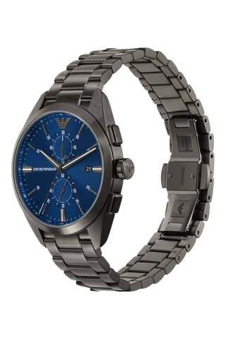 Montre à quartz en acier - Tachymètre et chronographe - Anthracite et bleu marine