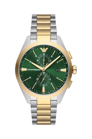 Montre à quartz en acier - Tachymètre et chronographe - Argenté et doré