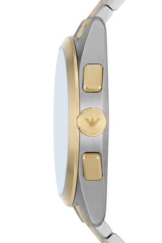 Montre à quartz en acier - Tachymètre et chronographe - Argenté et doré