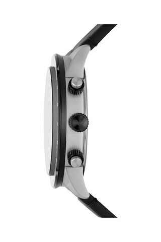 Montre à quartz en cuir - Tachymètre et chronographe - Noir et bleu