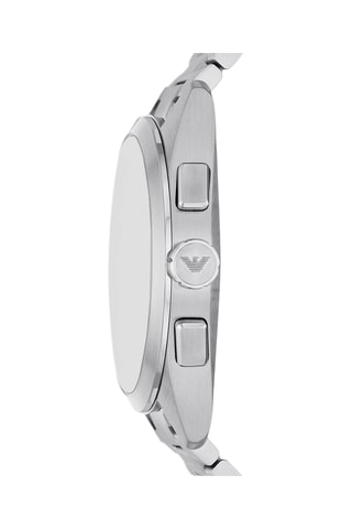 Montre à quartz en acier - Tachymètre et chronographe - Argenté et bleu marine