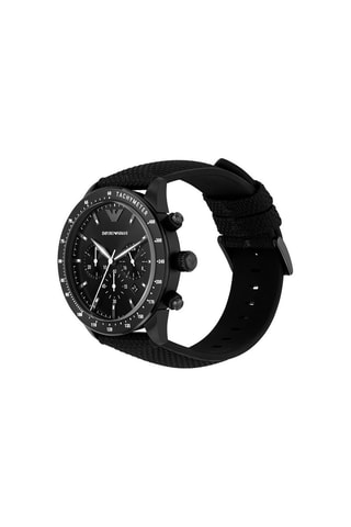 Montre à quartz en textile - Chronographe et tachymètre - Noir