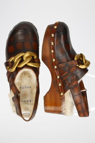 Leren Clogs met Hak Flora 1 Bruin