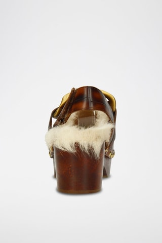 Leren Clogs met Hak Flora 1 Bruin