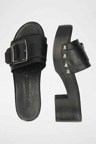 Leren Clogs met Hak Layla 1 Zwart