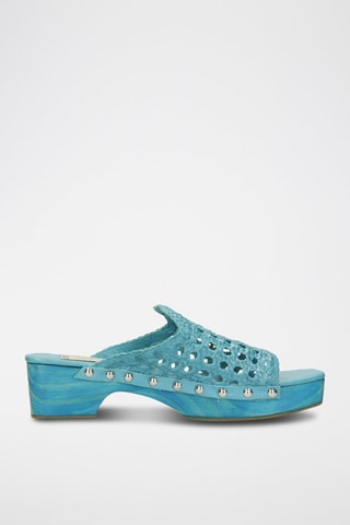 Leren Clogs met Hak Maria 1 Blauw