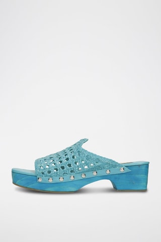Leren Clogs met Hak Maria 1 Blauw