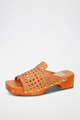 Leren Clogs met Hak Maria 1 Oranje