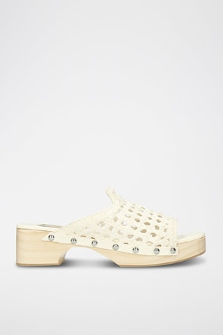 Leren Clogs met Hak Maria 1 Beige