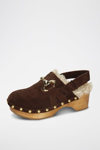  Leren Clogs met Hak Flora 1 Bruin 