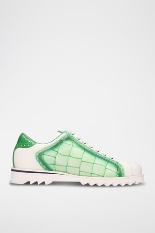 Splitleren Sneakers Marley - Wit en Lichtgroen