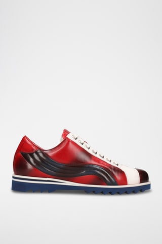 Leren Sneakers Hadrian - Rood en Marineblauw