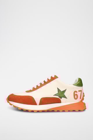 Leren Sneakers Richmond - Beige en Oranje