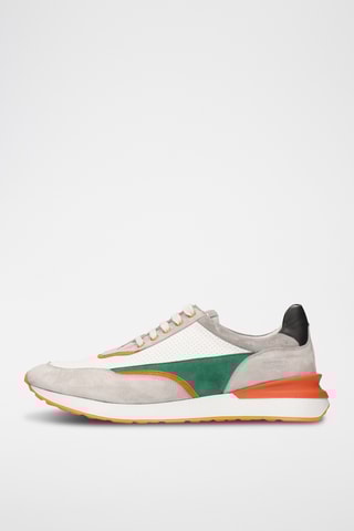 Nappaleren sneakers Rocco- Grijs en Oranje