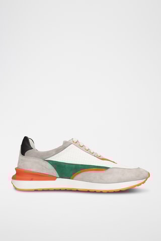 Nappaleren sneakers Rocco- Grijs en Oranje