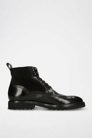 Leren enkellaarzen Trevor- Zwart