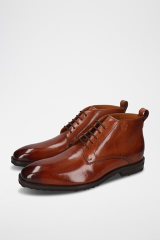 Leren enkellaarzen Flynn- Bruin