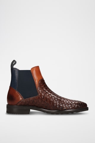 Leren Chelsea enkellaarzen Brad- Bruin en Camel