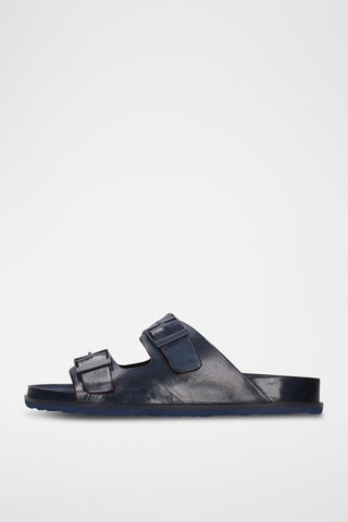 Leren Clogs Maxed- Marineblauw