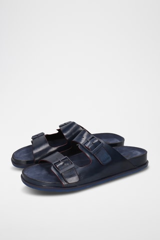 Leren Clogs Maxed- Marineblauw