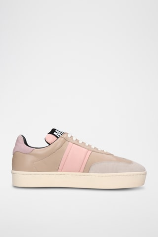 Nubuck en leren Sneakers Amira Poederroze en Beige