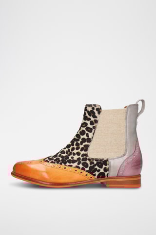 Leren en Nubuck Chelsea enkellaarzen Selina 29- Ecru en Camel