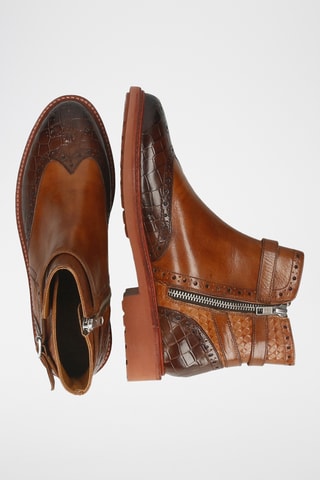 Leren enkellaarzen Selina- Bruin