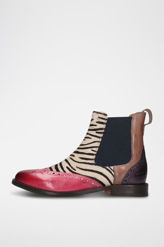 Splitleren Chelsea enkellaarzen Selina- Fuchsia en Taupe