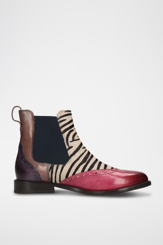 Splitleren Chelsea enkellaarzen Selina- Fuchsia en Taupe