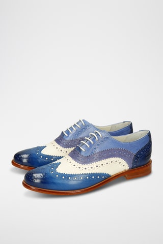 Leren Brogues Selina- Wit en Blauw