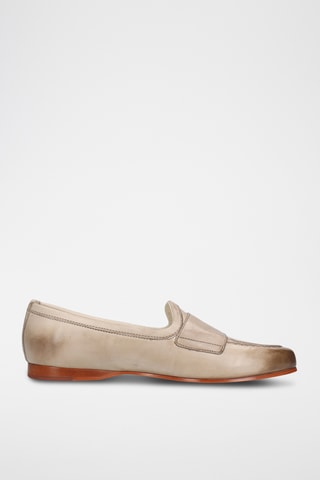 Leren mocassins met gesp Julietta- Beige